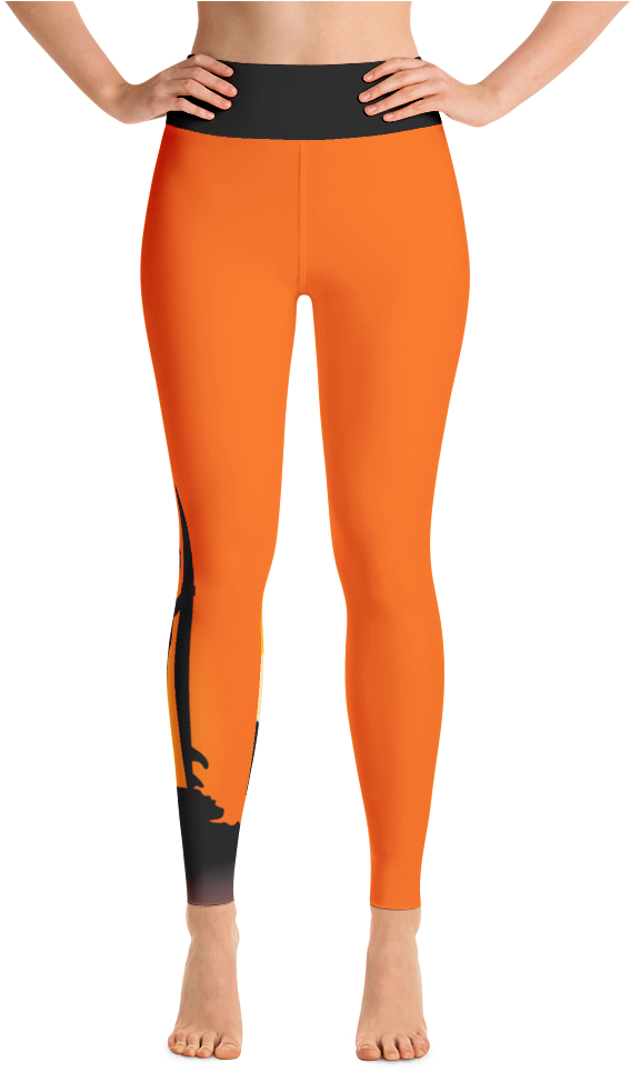 Orange Black Sports Leggings PNG