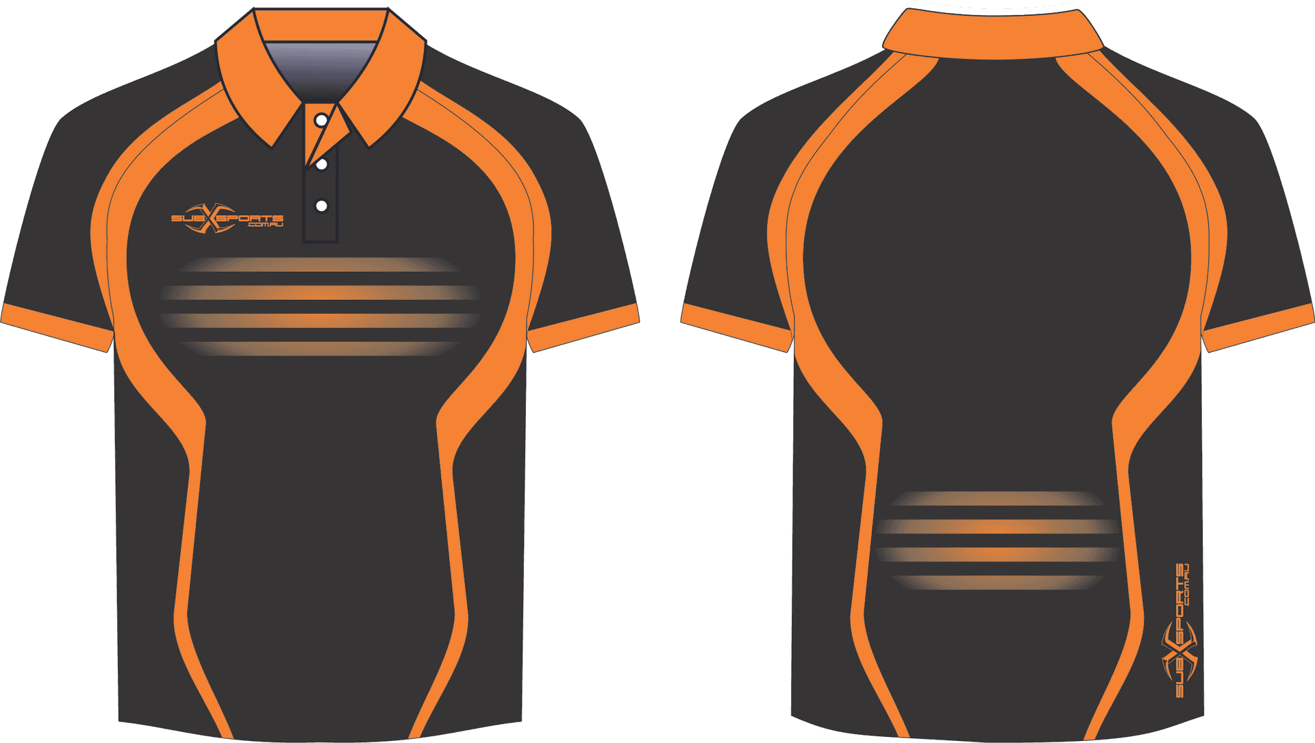 Orange Black Sports Polo Shirt Design PNG