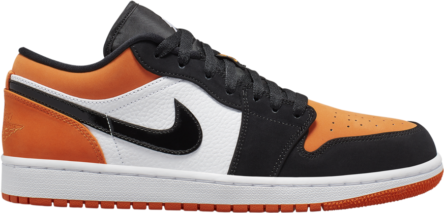 Orange Black White Air Jordan1 Low Sneaker PNG