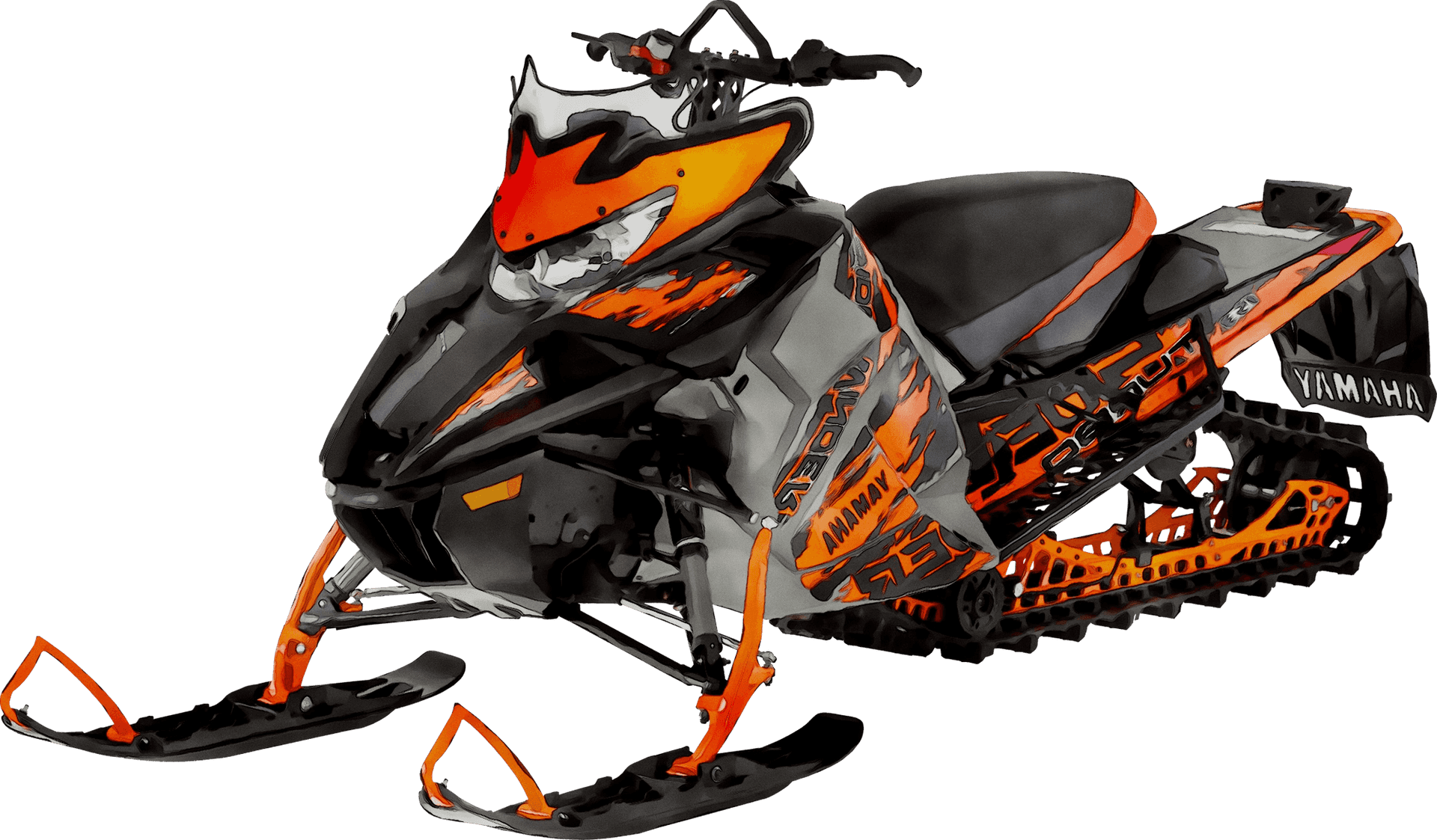 Orange Black Yamaha Snowmobile PNG