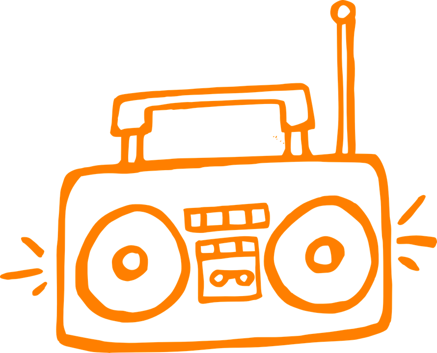 Orange Boombox Drawing PNG