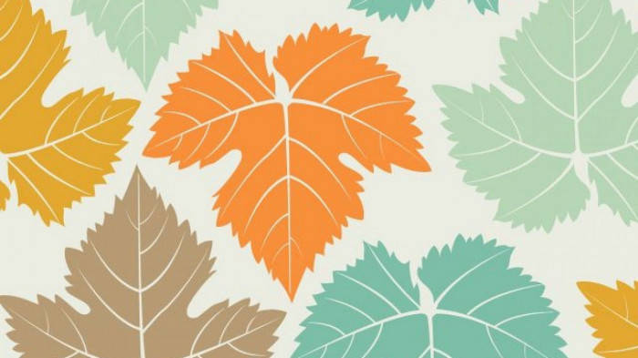 Orange, Brown, And Blue Maple Leaves Aesthetic Wallpaper