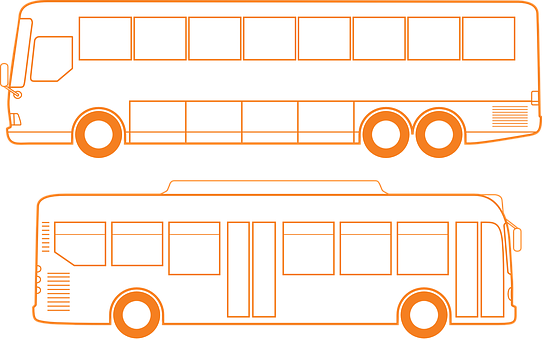 Orange Bus Outlines Vector Illustration PNG