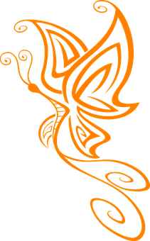 Orange Butterfly Graphic Art PNG