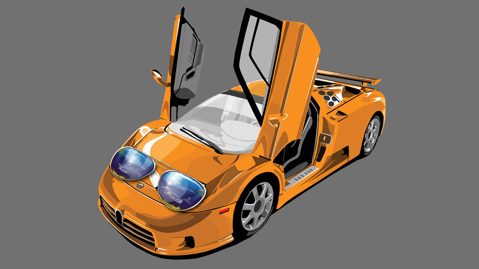 Orange Car Art Drawing Background
