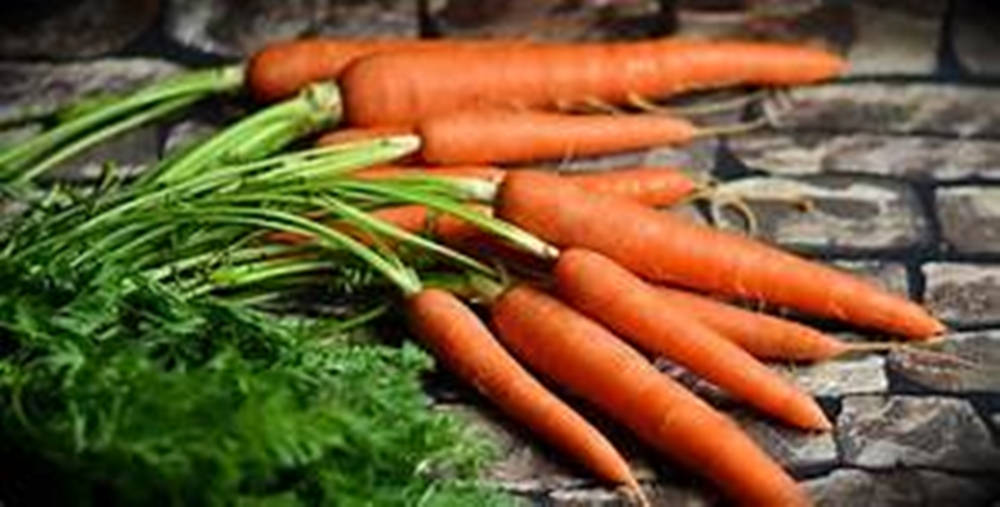 Orange Carrot Root Vegetables On Brick Surface Wallpaper