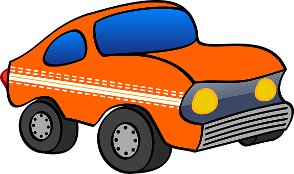 Orange Cartoon Car Illustration PNG
