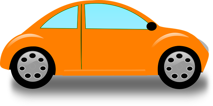 Orange Cartoon Car Side View PNG