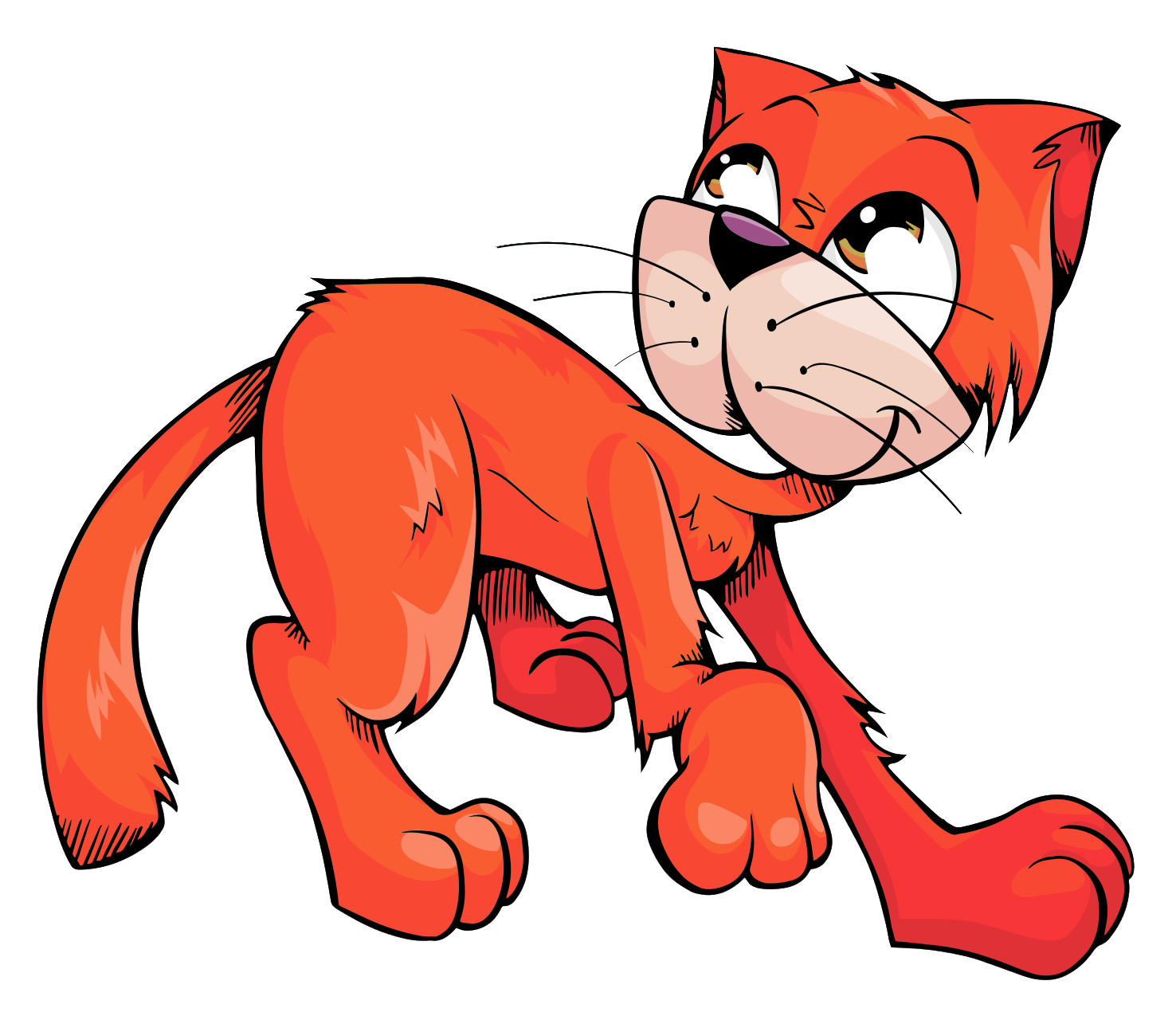 Orange Cartoon Cat Skeptical Look.png PNG