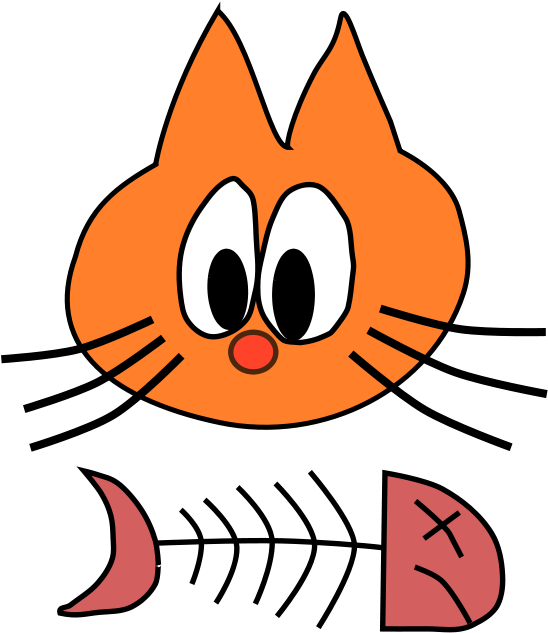 Orange Cartoon Catwith Fishbone PNG