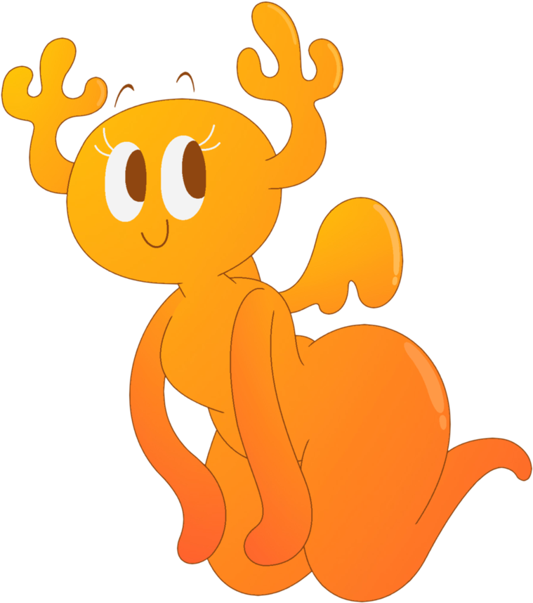 Orange Cartoon Character Smiling PNG