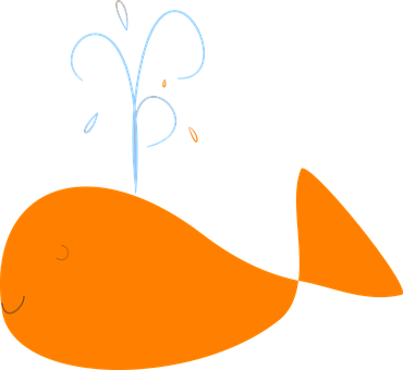 Orange Cartoon Whale Vector PNG