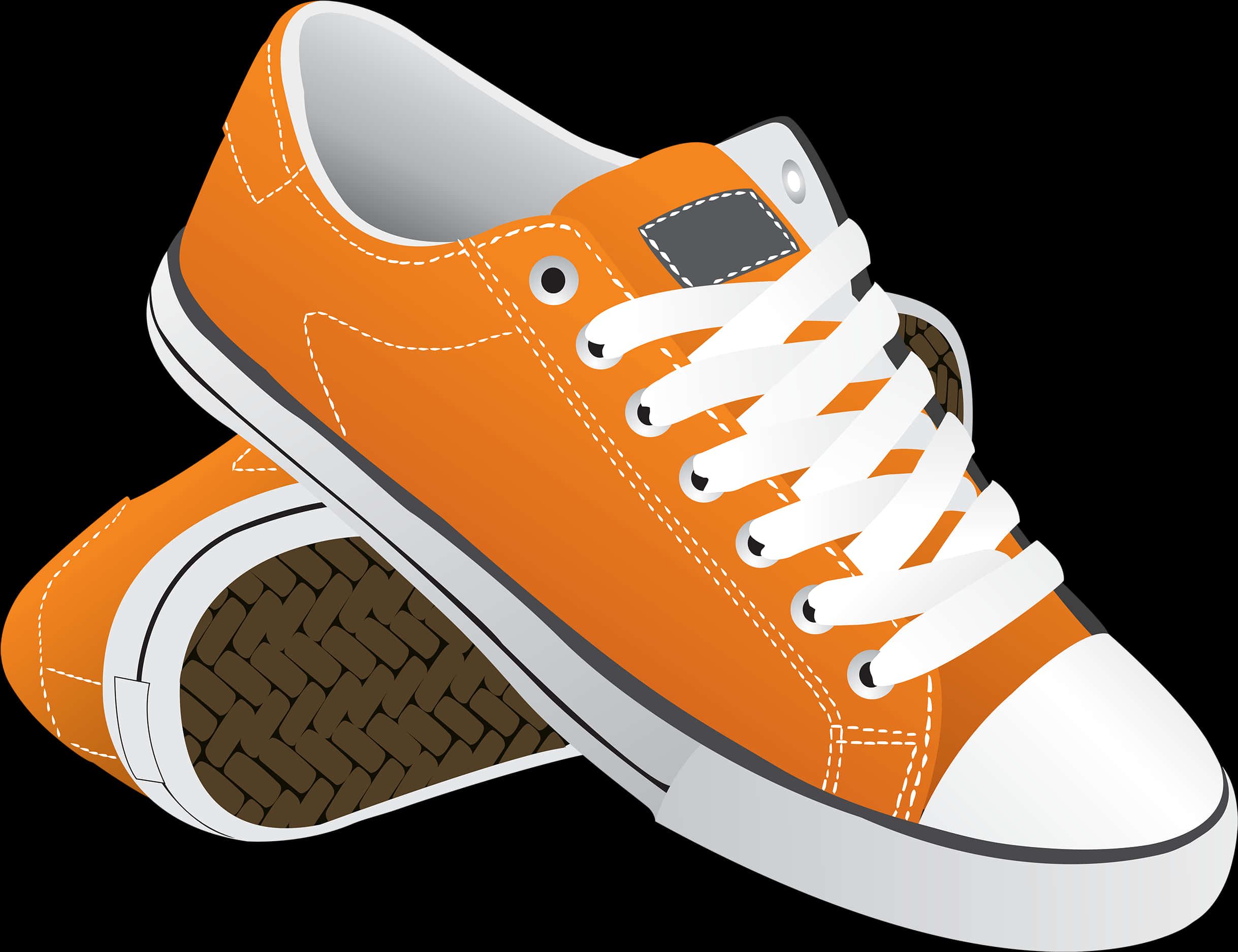 Orange Casual Sneakers Vector PNG