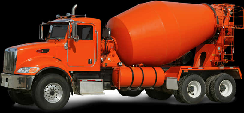 Orange Cement Mixer Truck PNG