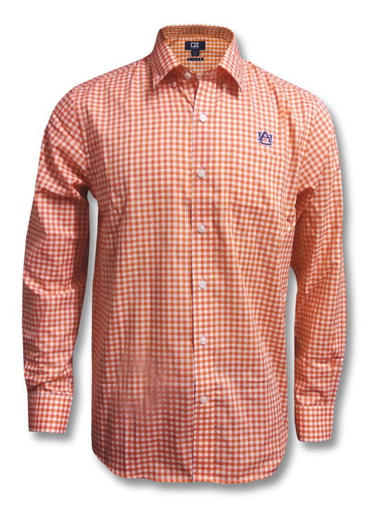 Orange Checkered Dress Shirt PNG