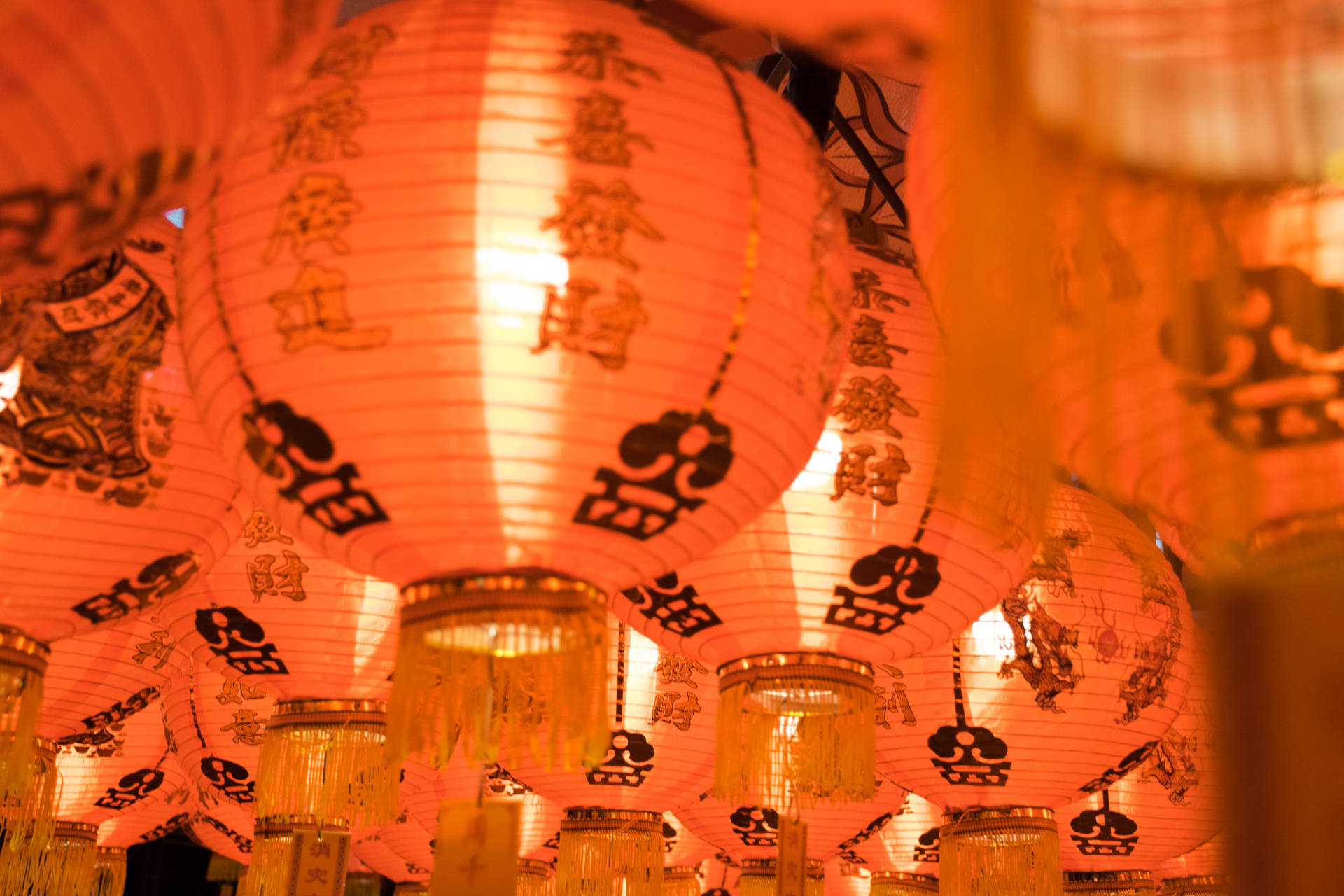 Orange Chinese New Year Lanterns Wallpaper