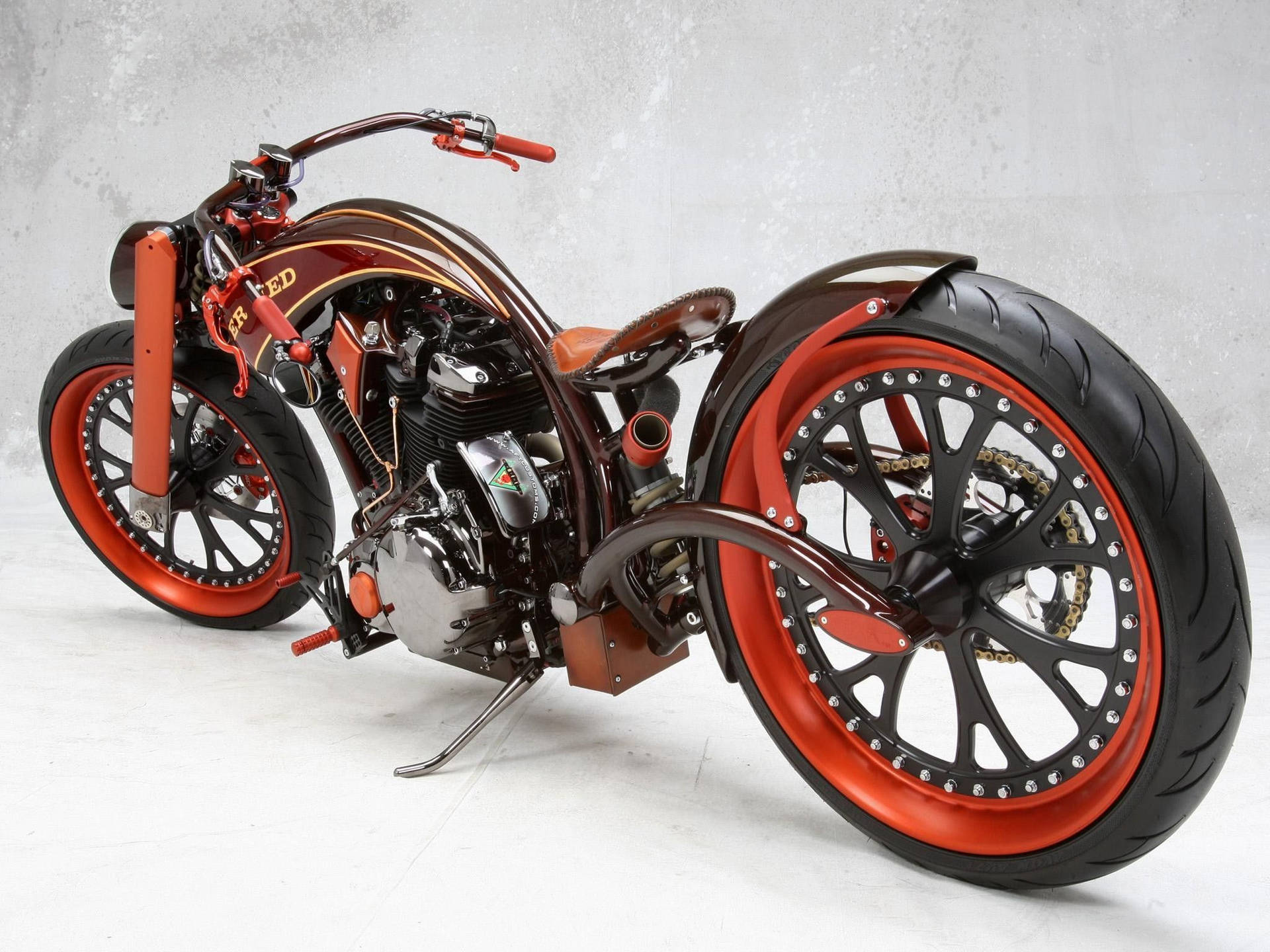 Orange Chopper Motorcycle Wallpaper