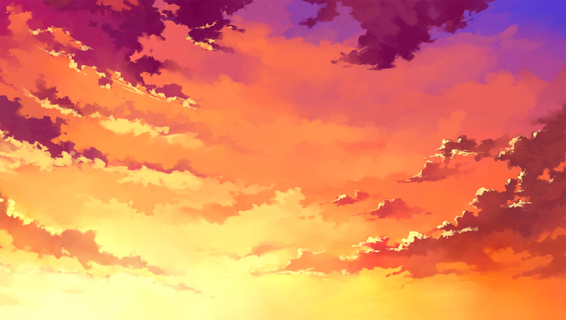 Orange Clouds In Sunset Sky Wallpaper