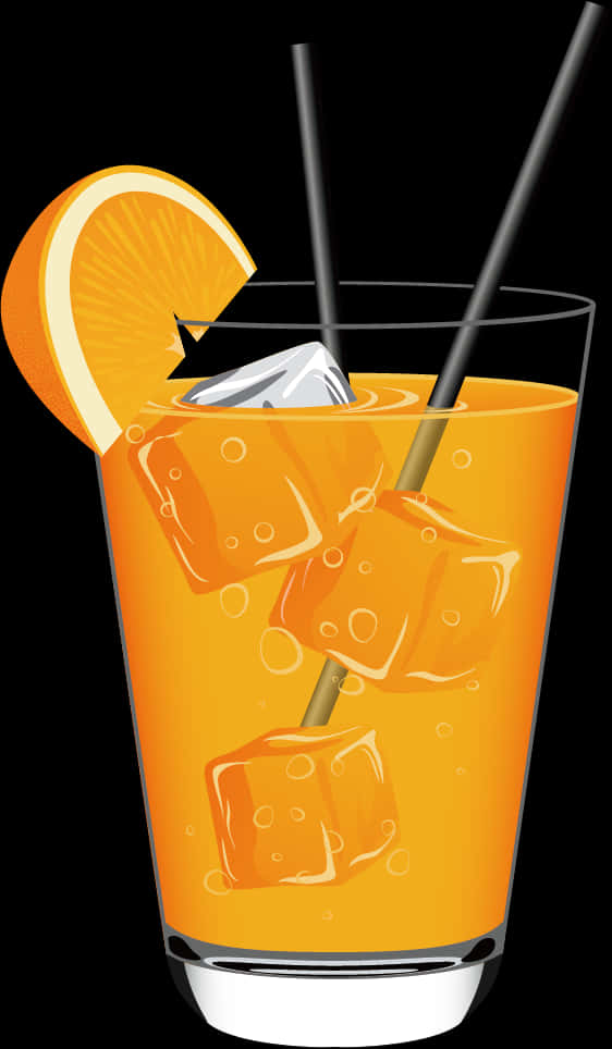 Orange Cocktail Glass Illustration PNG