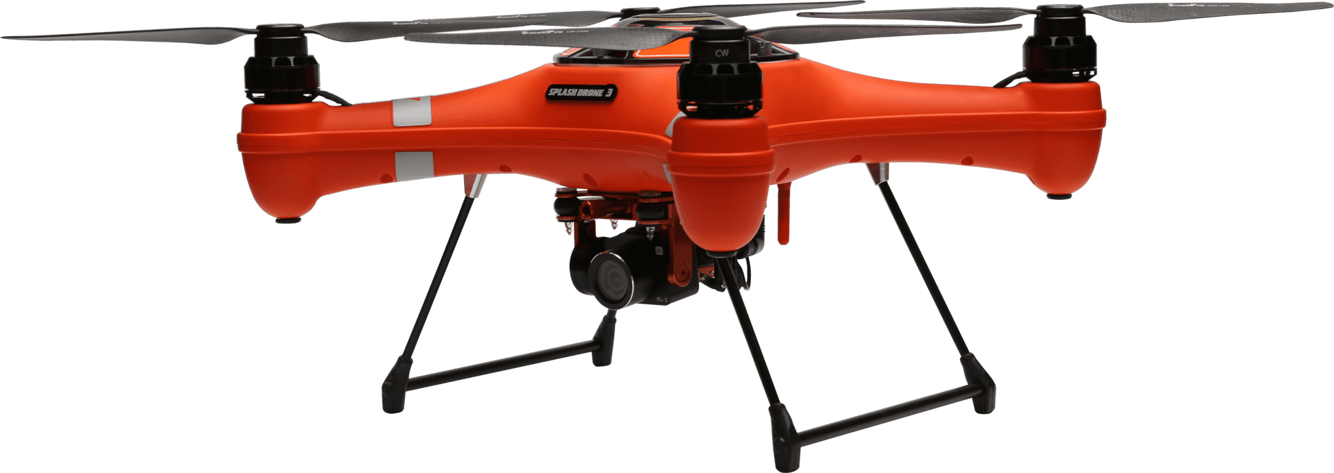 Orange Commercial Drone Profile View PNG