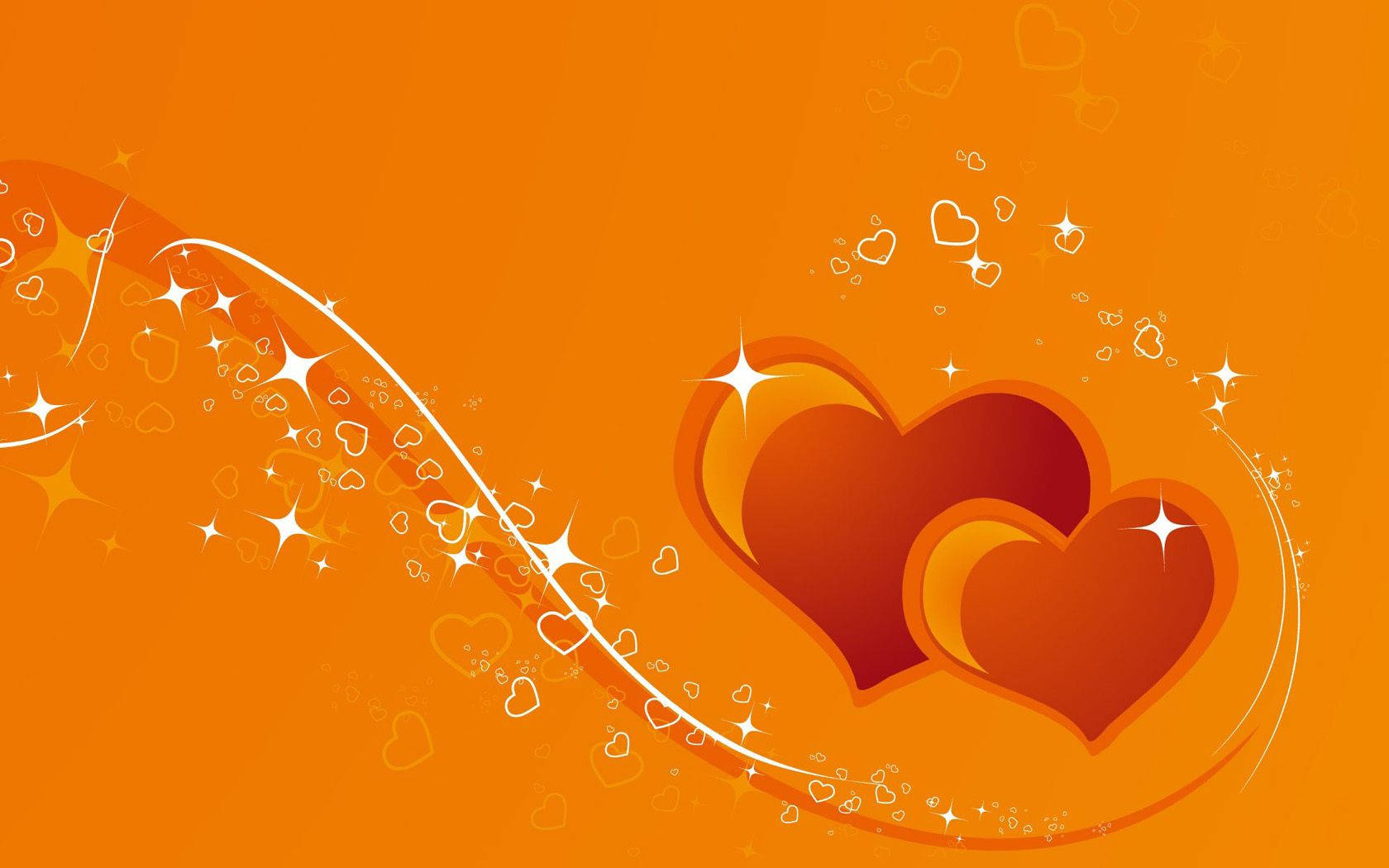 Orange Couple Hearts With Sparks Wallpaper