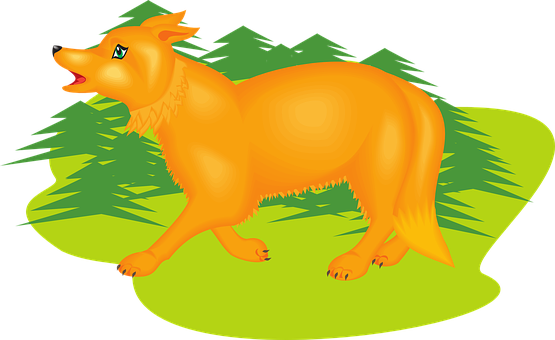 Orange Creature Forest Illustration PNG
