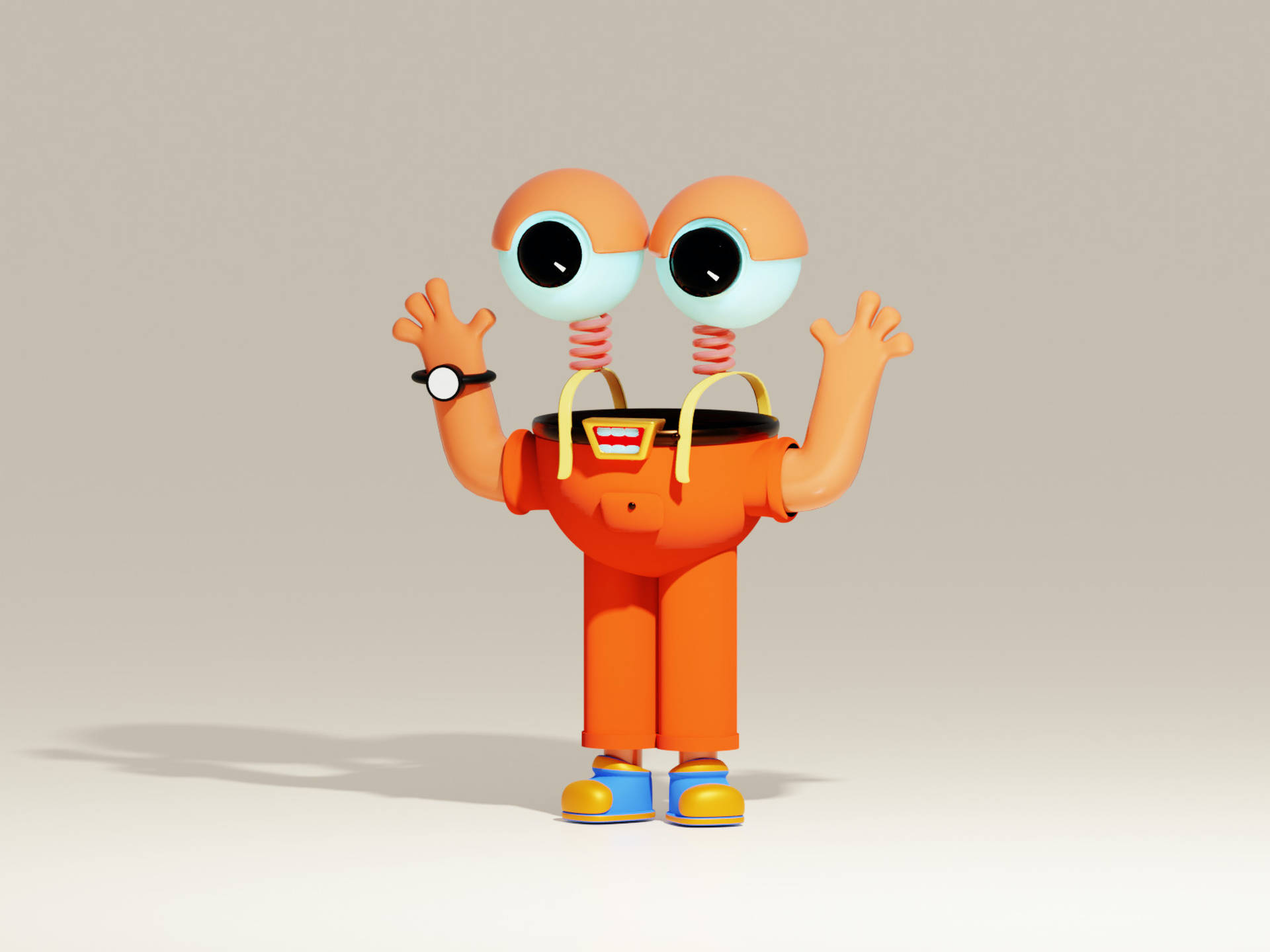 Orange Creature With Big Eyes Animated Desktop Wallpaper