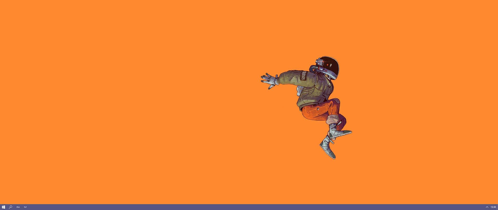 Einskateboarder Springt Auf Einem Orangefarbenen Hintergrund. Wallpaper