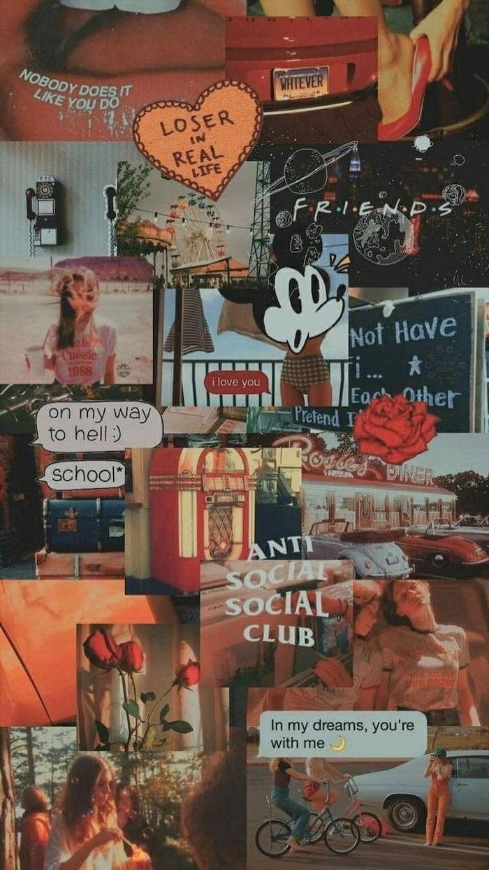 Orange E-Girl Aesthetic Collage Wallpaper