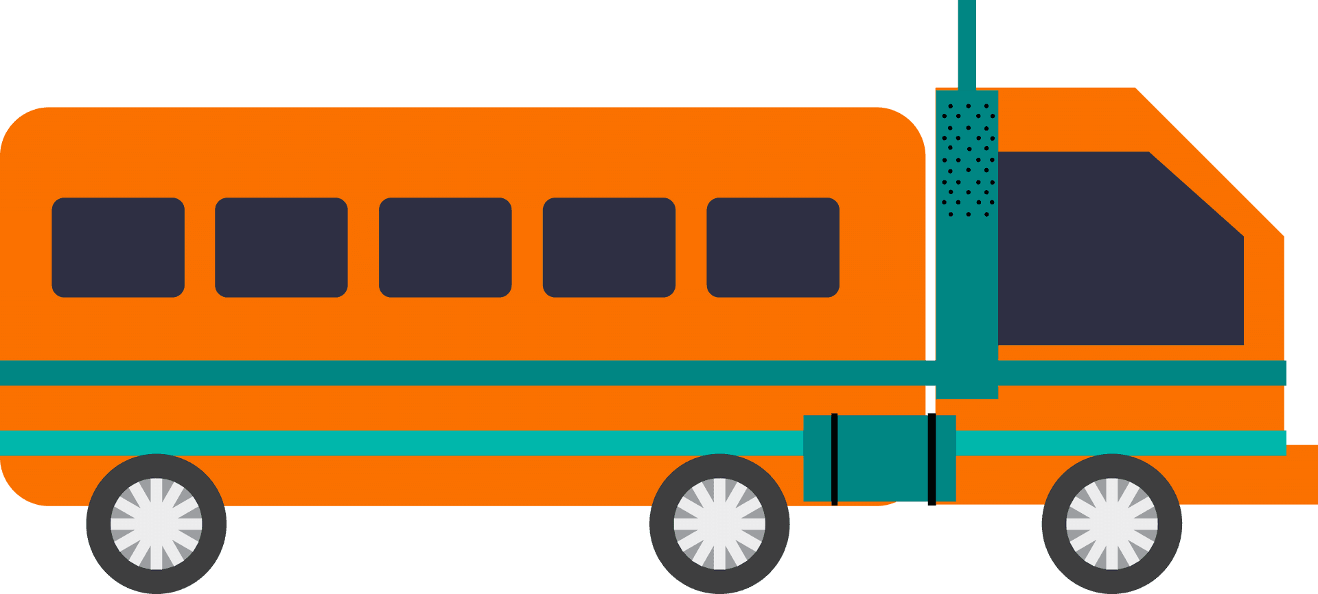 Orange Electric Bus Illustration PNG