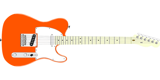 Orange Electric Guitar Isolated PNG