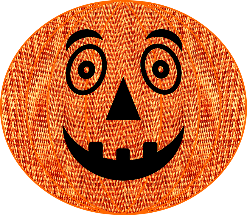 Orange Fabric Pumpkin Face PNG