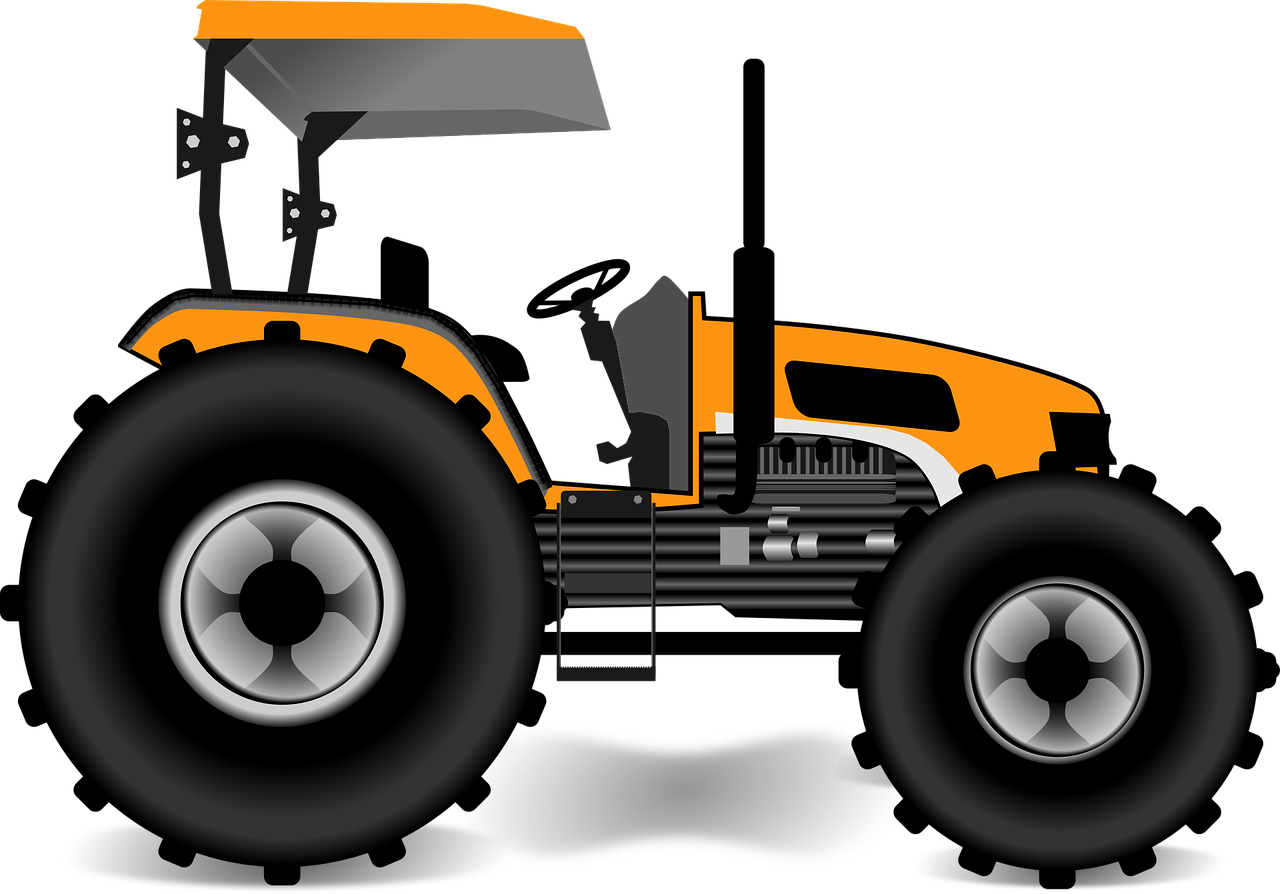 Orange Farm Tractor Illustration PNG