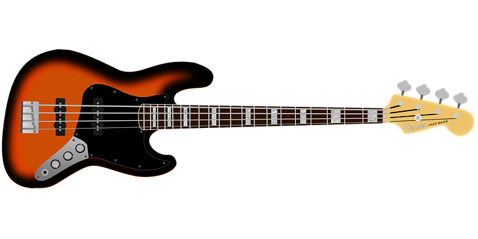 Orange Fender Jazz Bass Guitar PNG