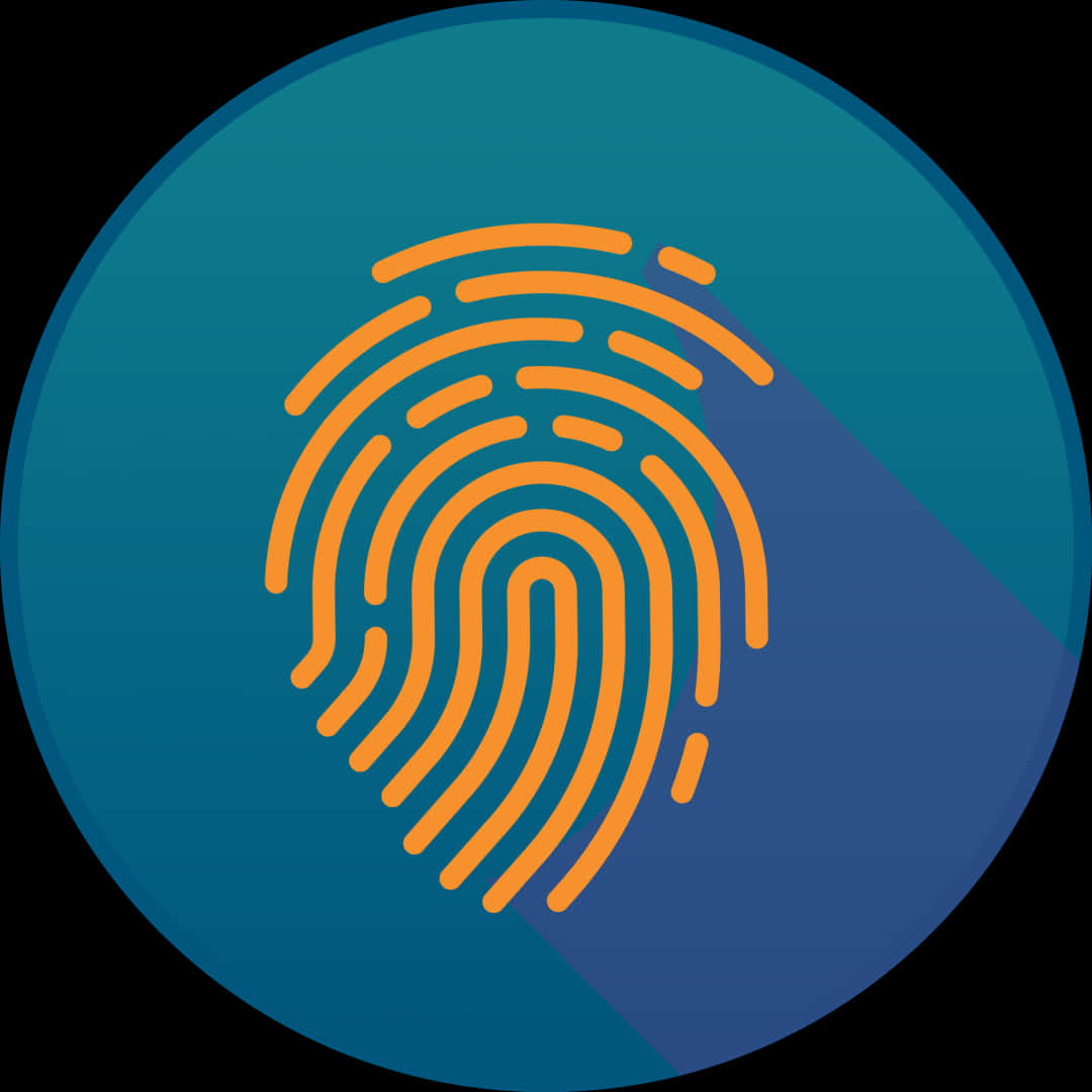 Orange Fingerprint Icon Dark Background PNG