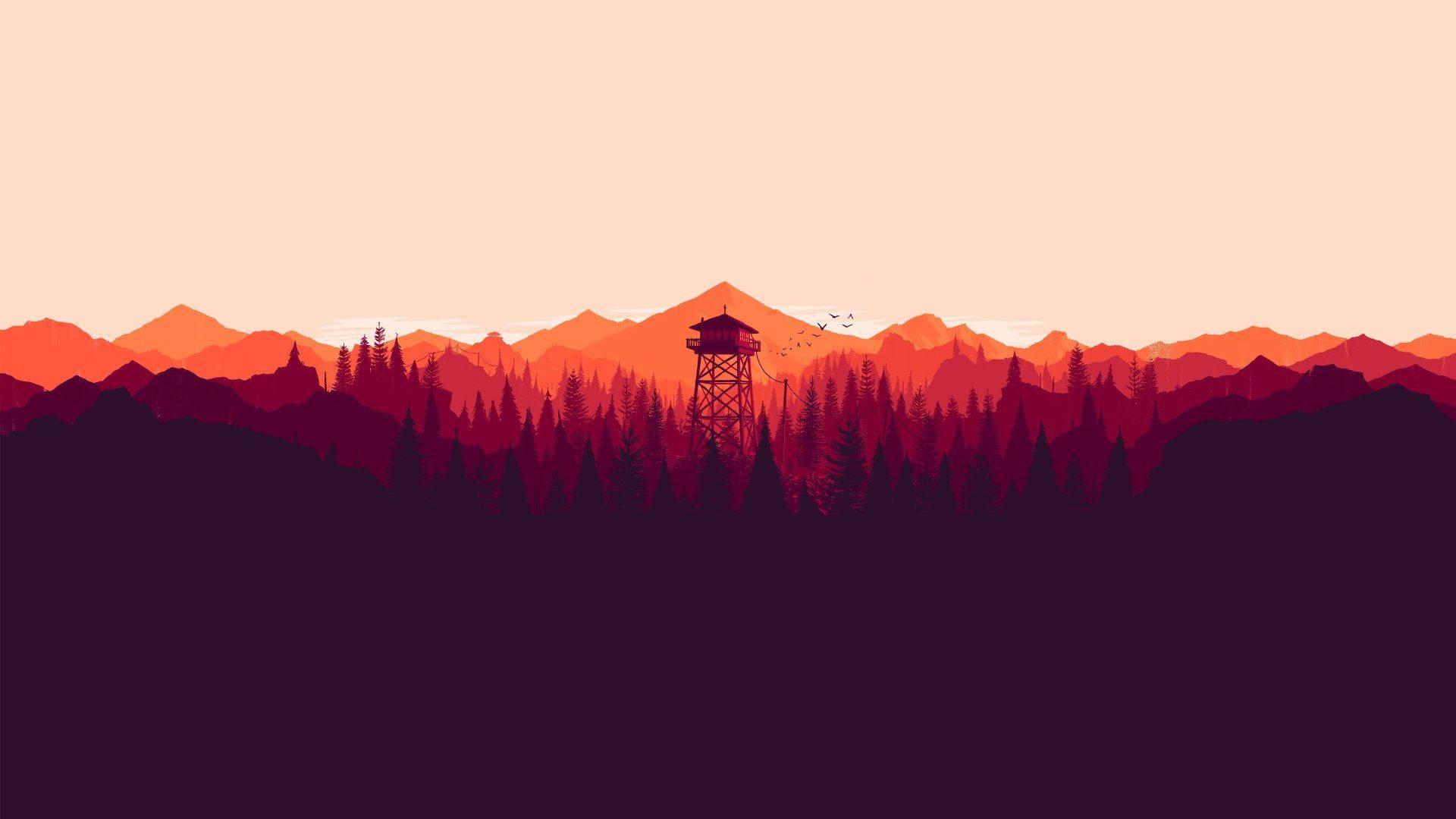 Orange Firewatch Tower In Forest