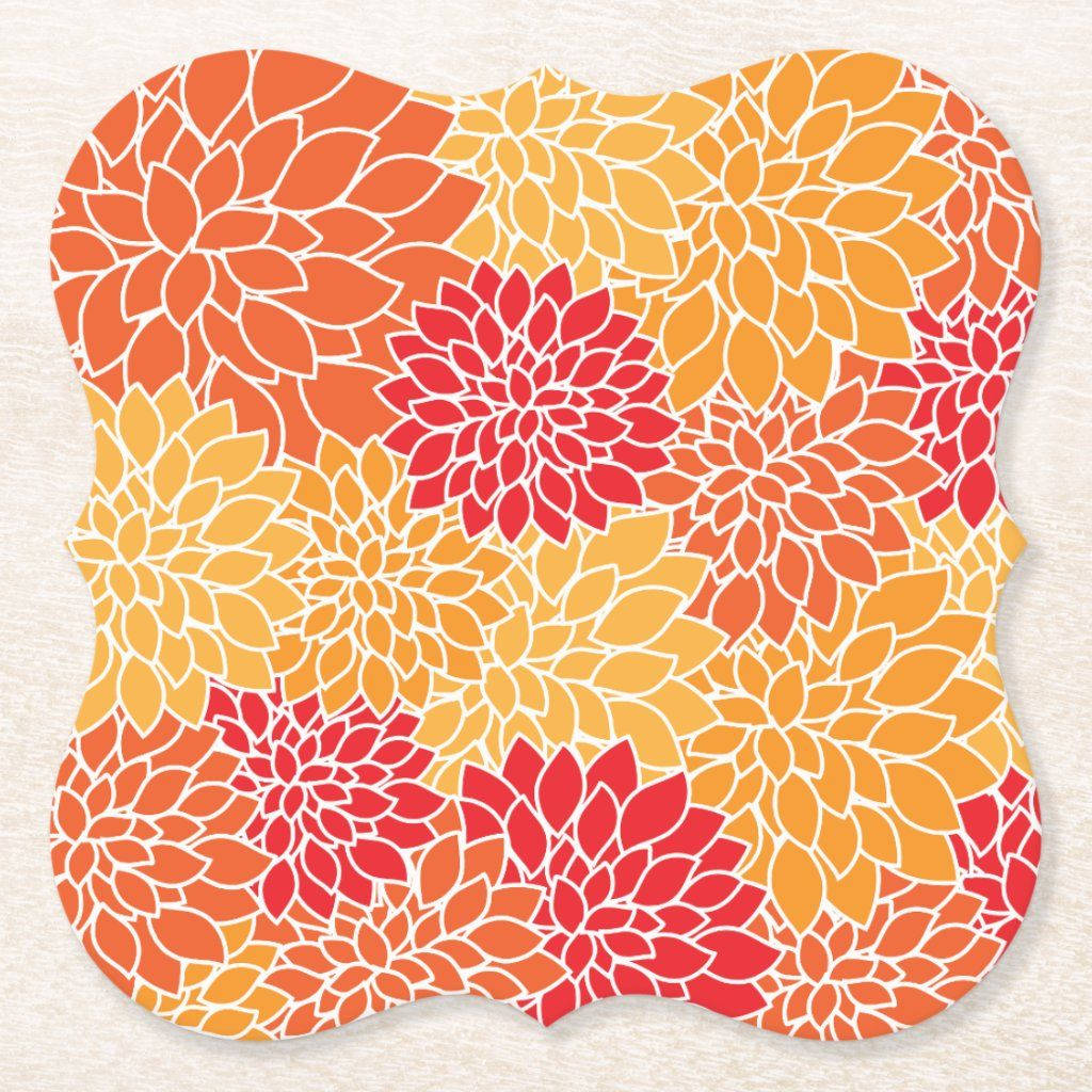 Orange Floral Square Coaster Wallpaper