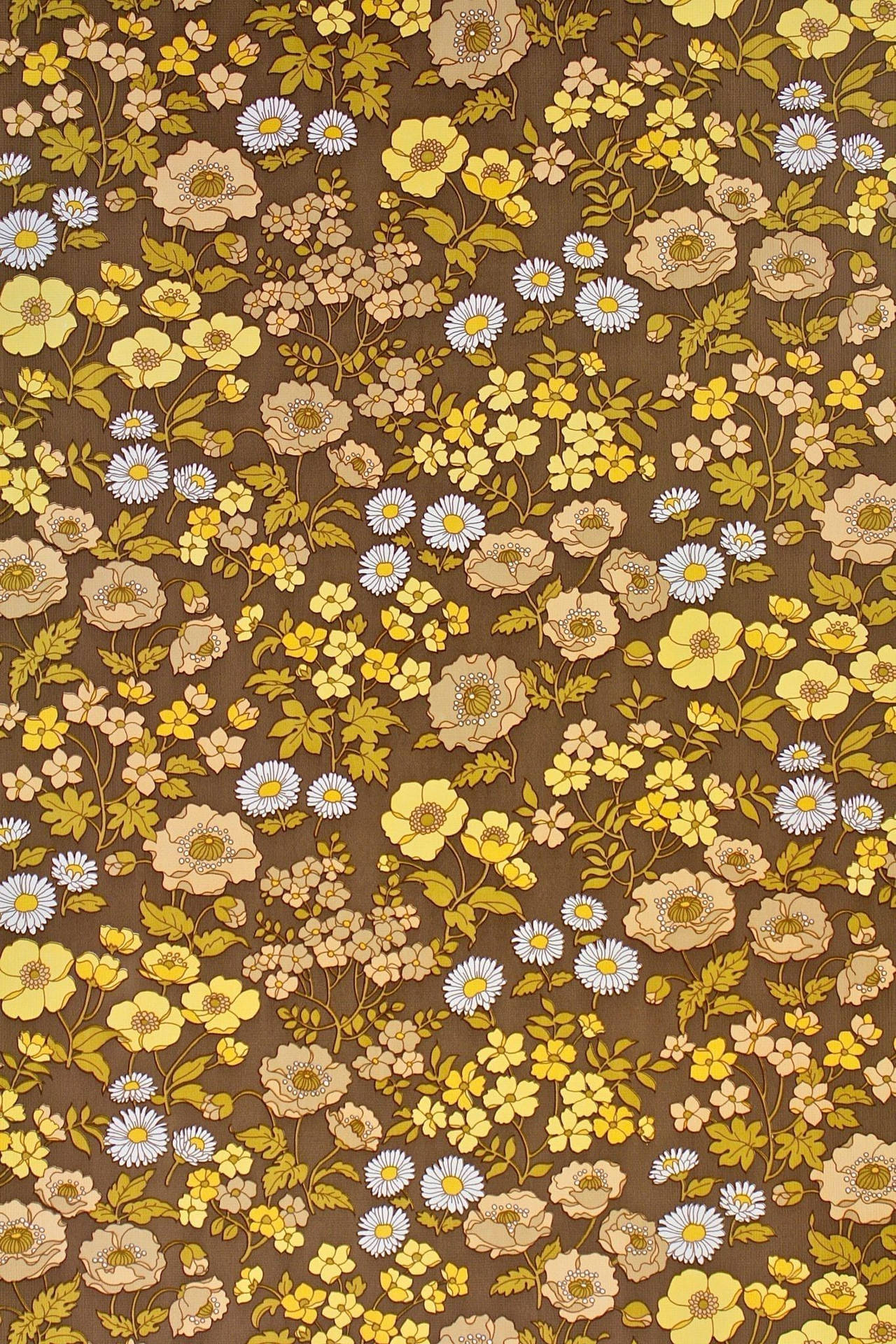 Lille gul og orange blomstermønster Wallpaper