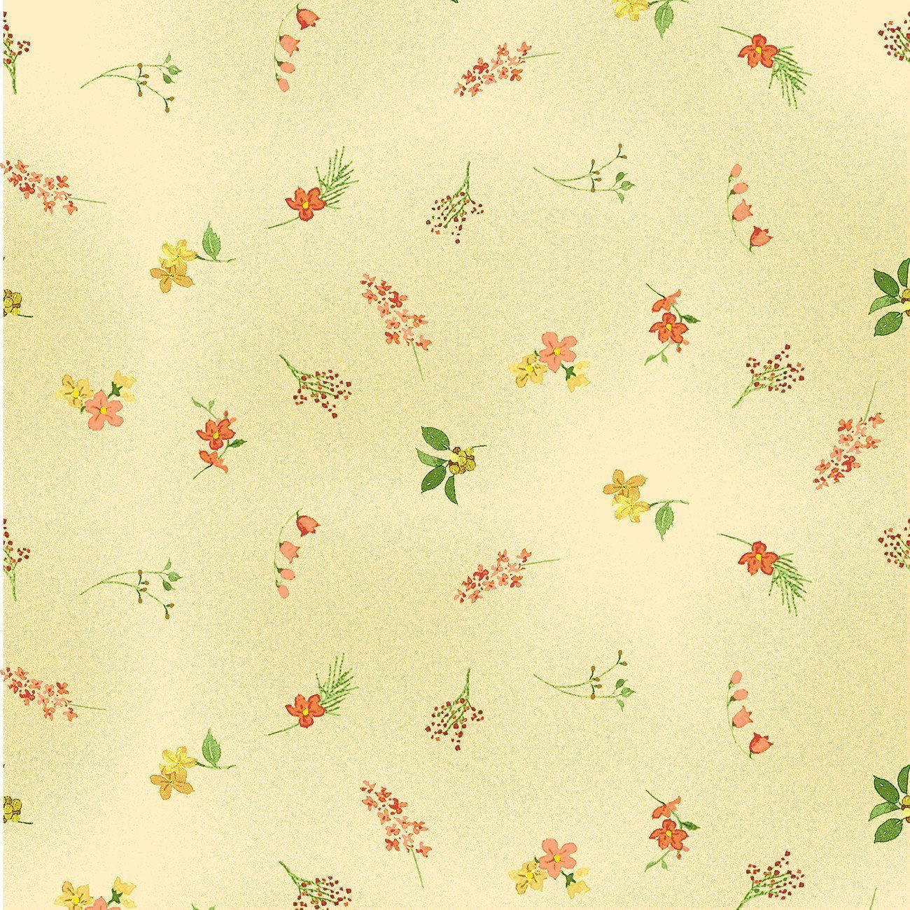 Yellow And Orange Floral Pattern Wallpaper