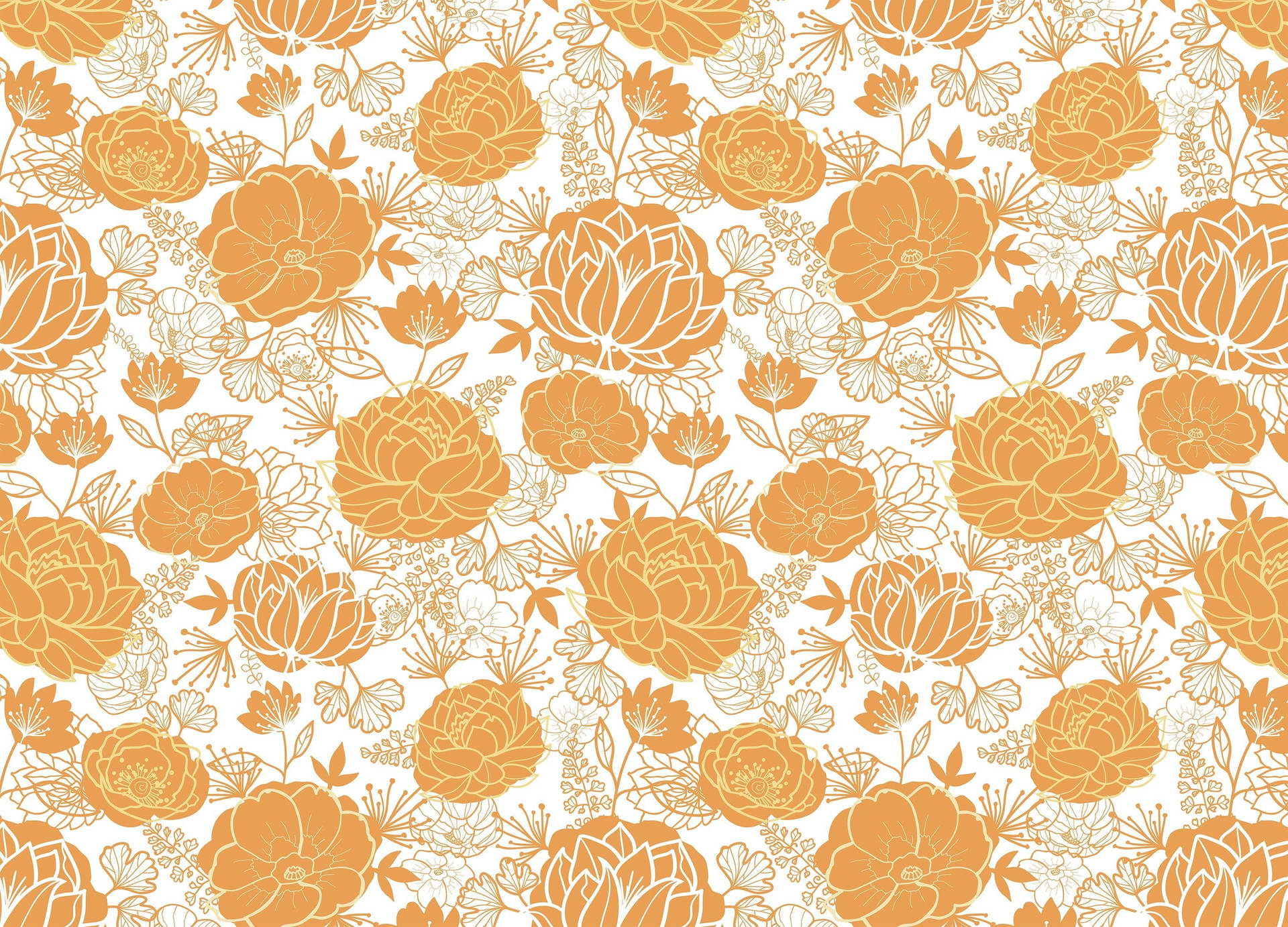Orangesflorales Muster Für Den Desktop Wallpaper