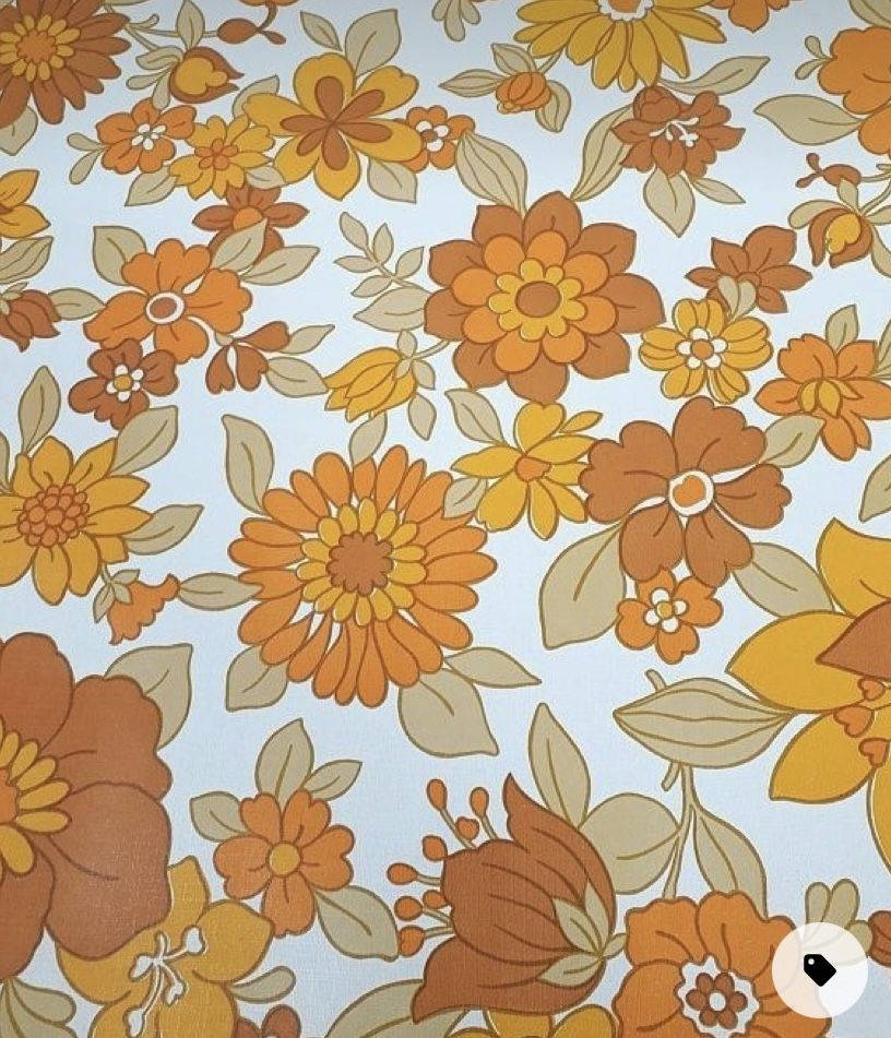 Assorted Orange Floral Design Wallpaper