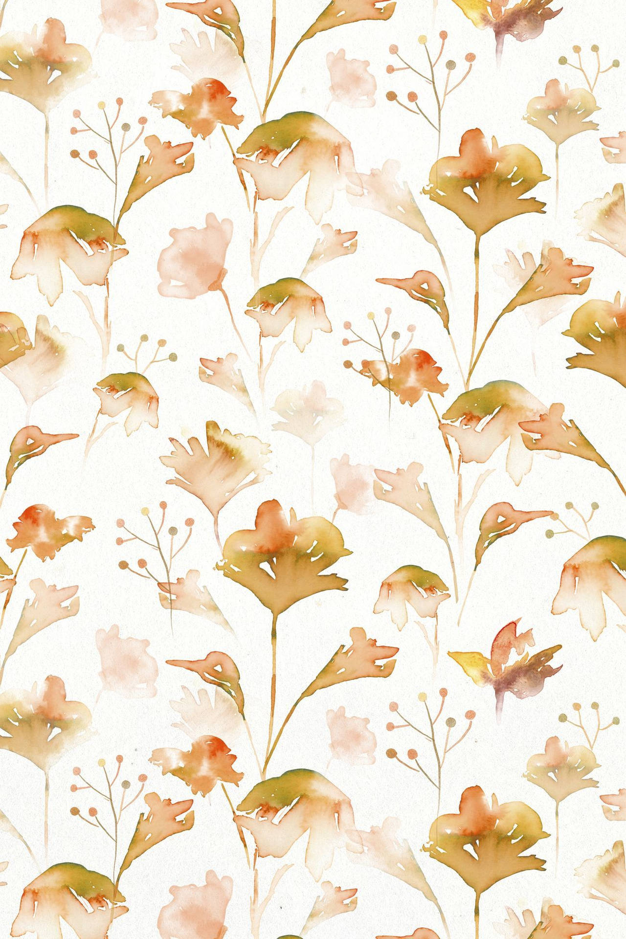 Aquarellorangenblumenkunst Wallpaper
