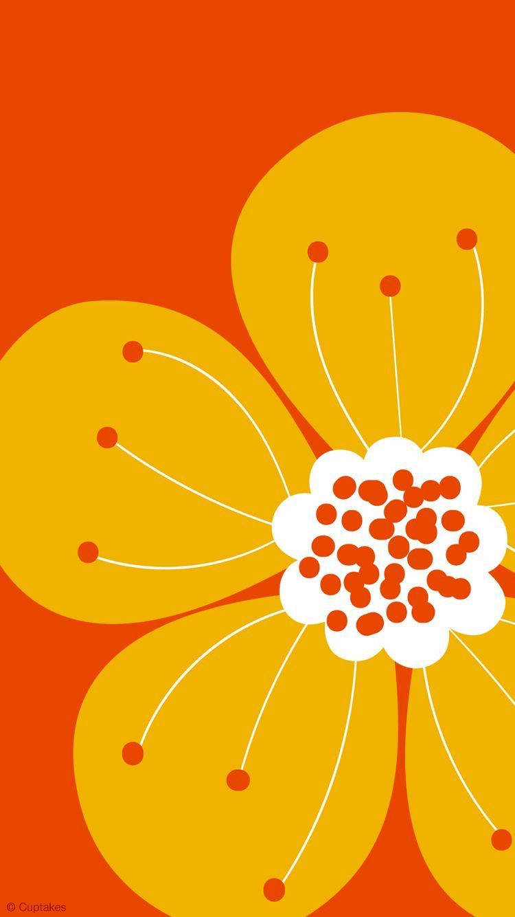 Single Orange Floral Wallpaper