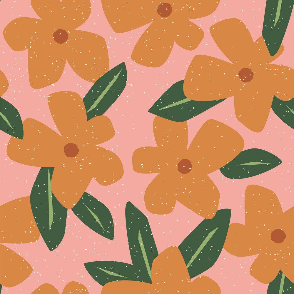 Cartoonorange Floral Pattern: Tecknad Apelsinblommönster Wallpaper