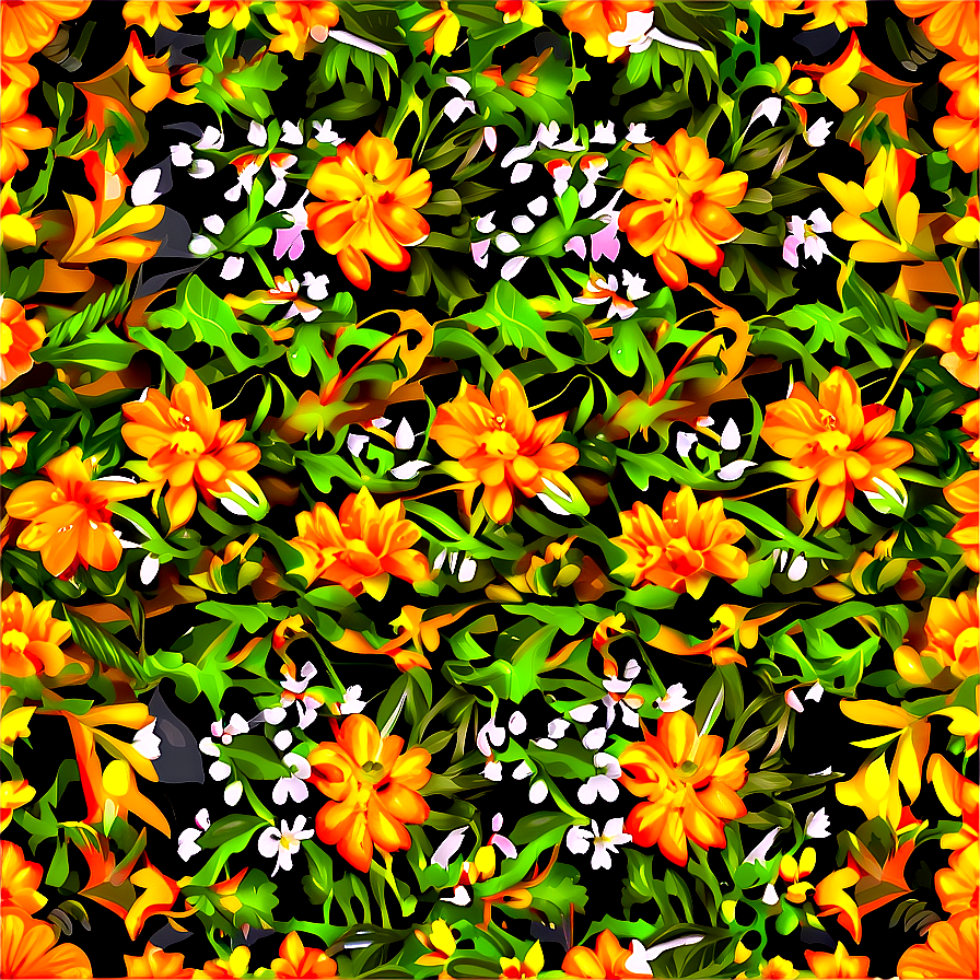 Orange Floral Pattern Png 06122024 PNG