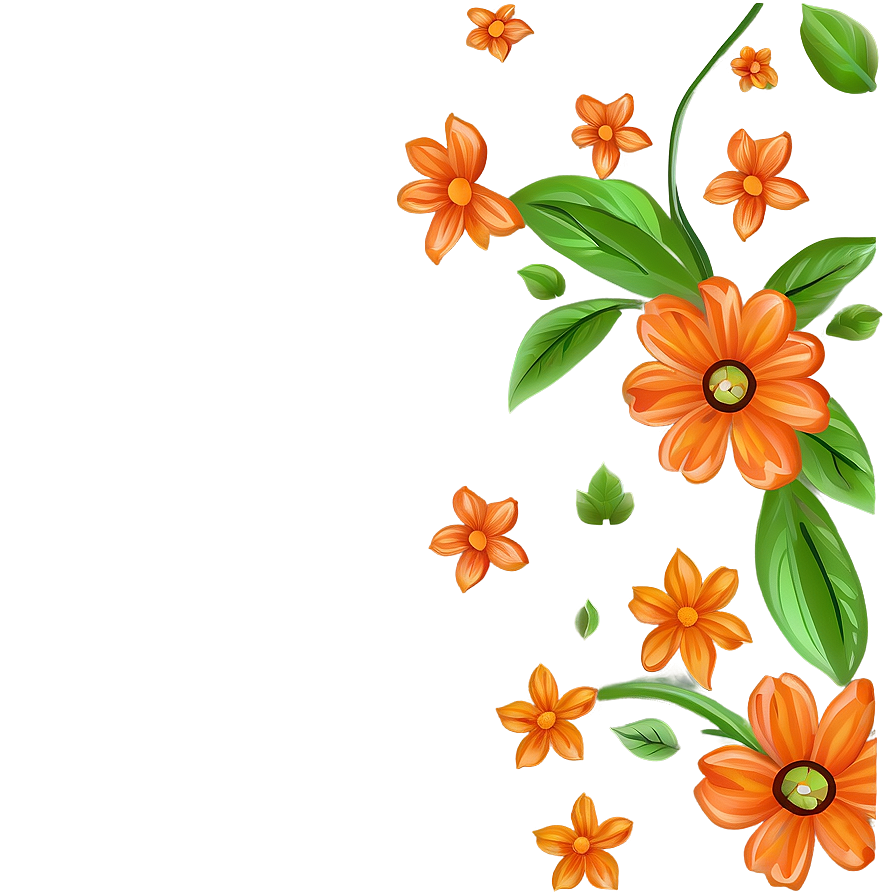 Orange Floral Pattern Png 06122024 PNG