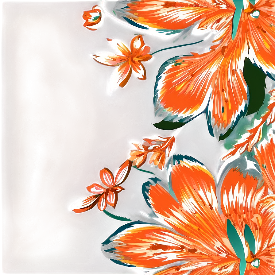 Orange Floral Pattern Png 06122024 PNG