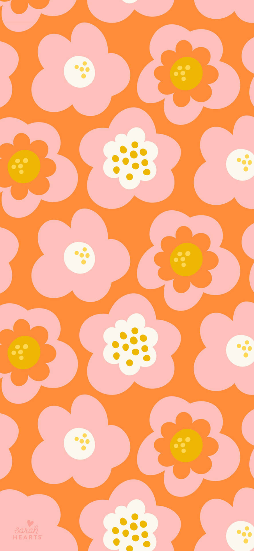 Sömlöstretro Mönster Med Orange Blommor. Wallpaper