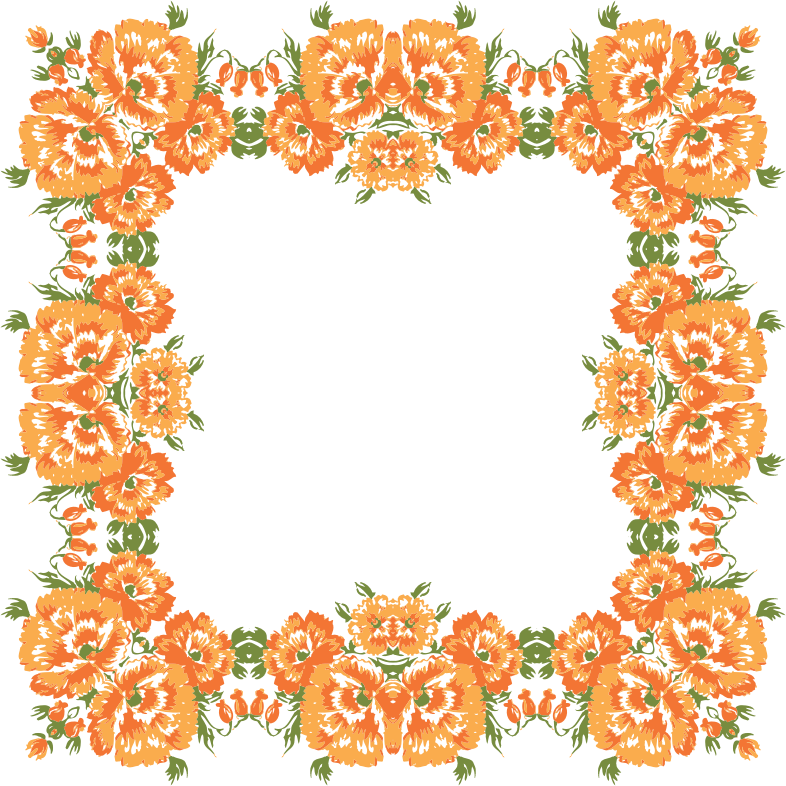 Orange Floral Wreath Design PNG