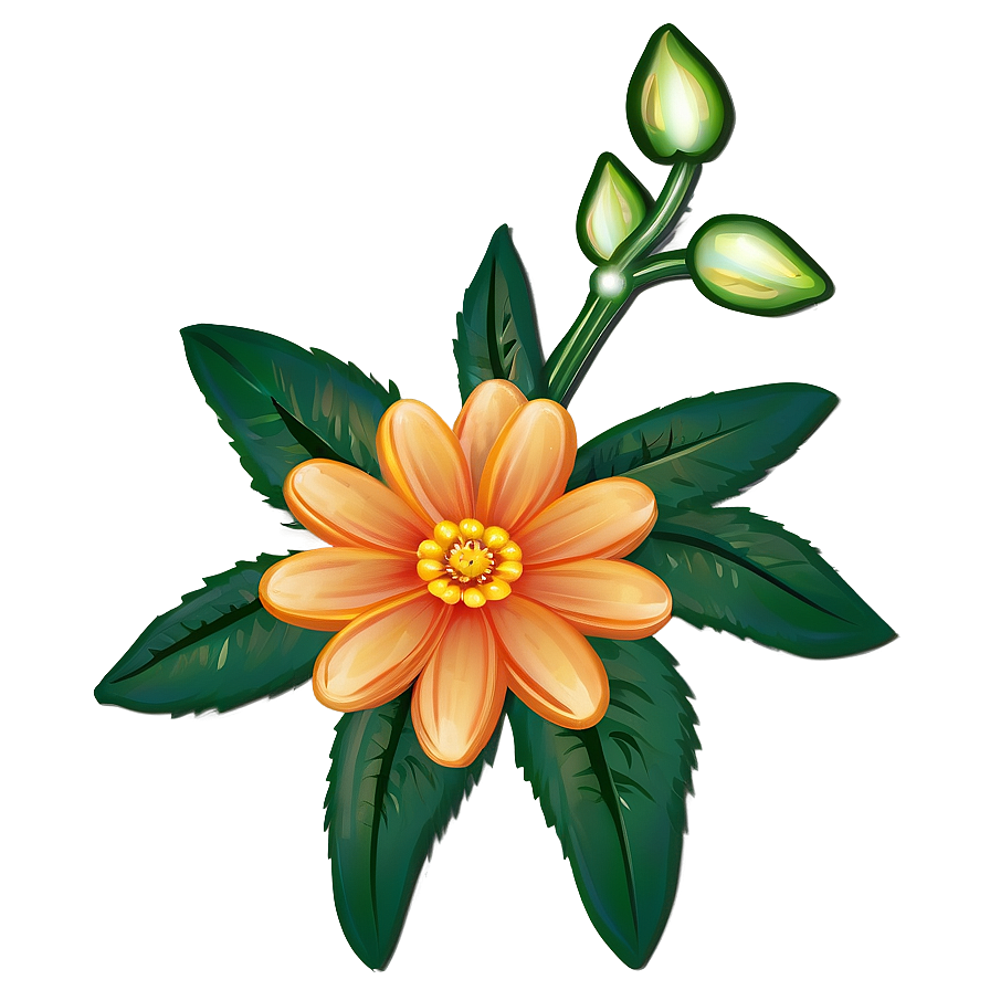 Orange Flower B PNG